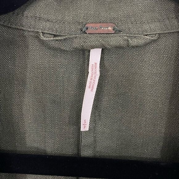 Free People Women's Cinched Waist Double Breasted Blazer Green Small Military - Picture 8 of 10